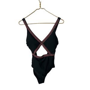xhilaration‎ sz small one piece black embroidered one piece cut out swimsuit new